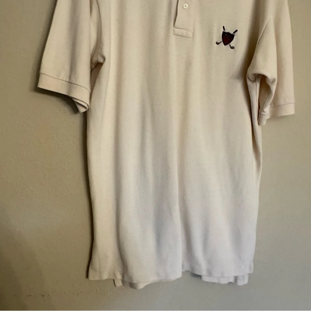 Vintage Polo Ralph Lauren Golf Shirt Sz Medium Ivory Logo Crest Preppy Academia